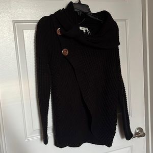S/M Black Miracle Sweater with overlap in the front